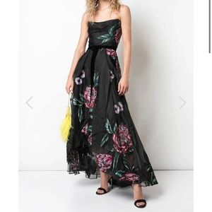 Marchesa Strapless Corset Embellished Silk Gown